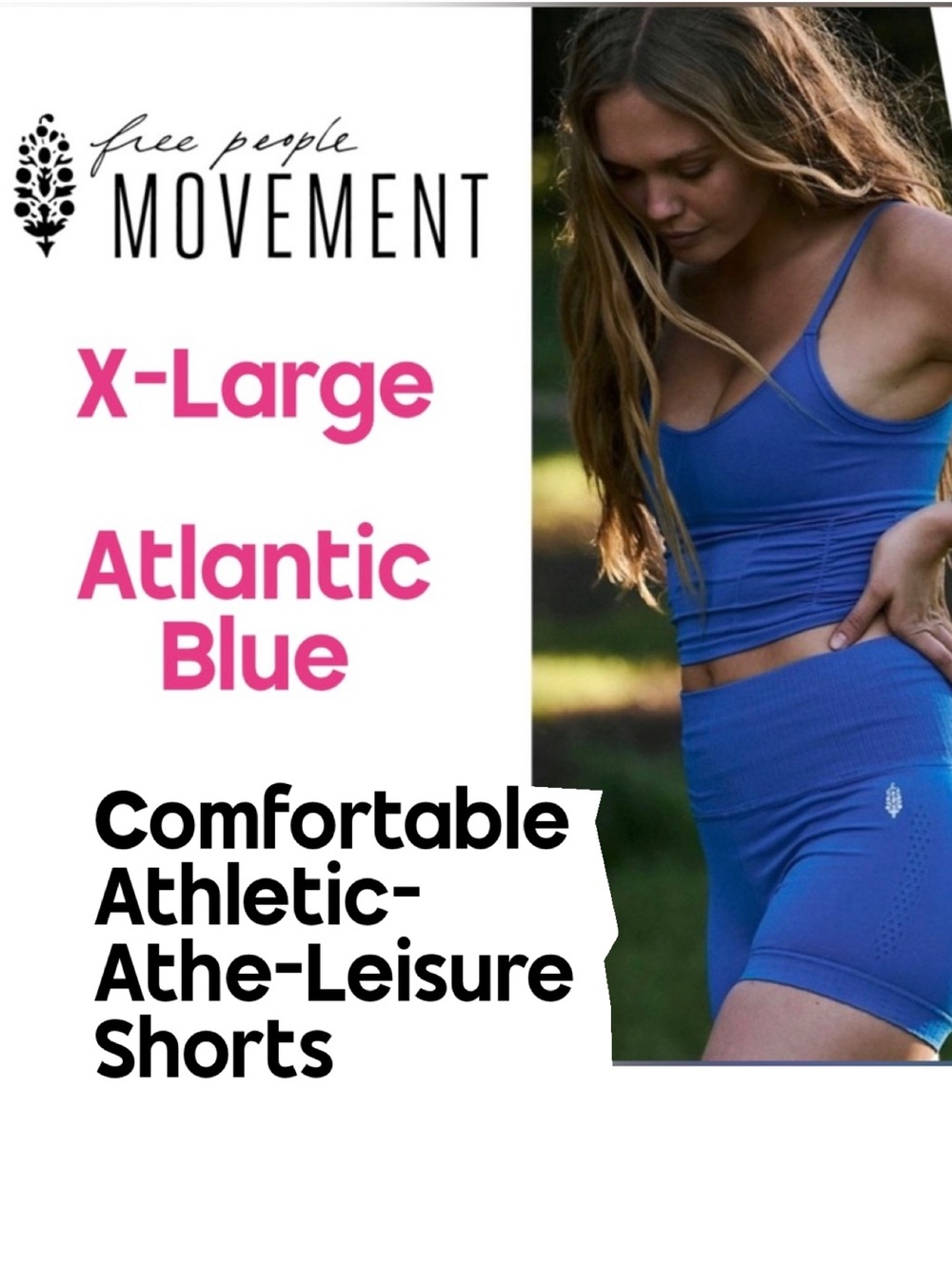 Free People, X-LARGE, Atlantic Blue, Good Karma Running Shorts, NEW with tags!